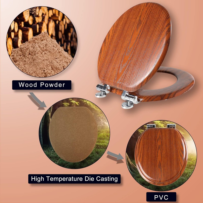 Round Toilet Seat Molded Wood Toilet Seat with Quietly Close