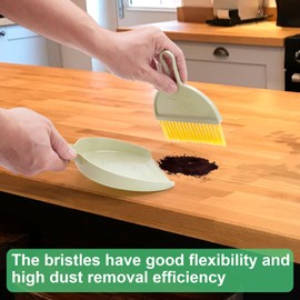 HINZIC Small Broom and Dustpan Brush Set Green Mini Handheld Broom and Dustpan for Home Kitchen Office Camping Pets Cleaning