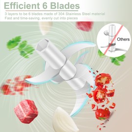 400ML Electric Garlic Chopper, 6 Blades Garlic Grinder Mini Vegetable Chopper, USB Portable Veggie Chopper, Garlic Mincer, Onion Chopper, Food Processor for Ginger, Chili, Fruit, Meat