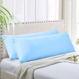 Evolive Ultra Soft Microfiber Body Pillow Cover/Pillowcases 21"x54" with Hidden Zipper Closure Set of 2. (Light Blue, Body Pillow Cover 21"x54")