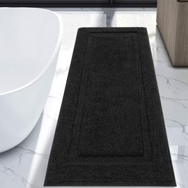 SHACOS SHACOS Super Soft Bathroom Runner Rugs 20x47 inch Bath Mats Long Bathroom Mats Non Slip Washable Bath Rugs for Bathroom Floor Tub Shower Home Decor Accessories, Black