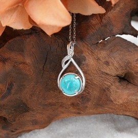 Real Turquoise Necklace Sterling Silver Infinity Symbol General Turquoise Necklace Nature Turquoise Jewelry for Women