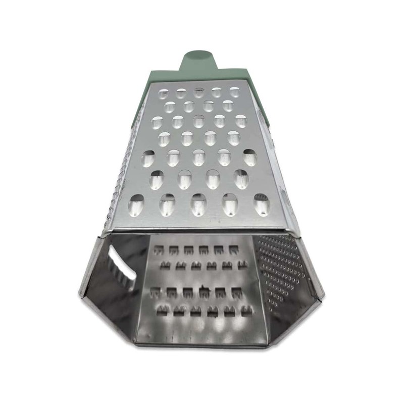 Six Sided Food Grater with Handle – Multi-Surface Metal Grater
