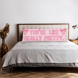 KAOWT Pink Your Like Really Pretty Body Pillow Covers 20x54, Coquette Bow Girly Room Decor, Pink Bow Long Body Pillow Case Cover with Hidden Zipper for Bed Couch
