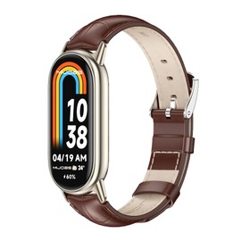 MIJOBS Strap for Xiaomi Mi Band 9/Mi Band 8 Genuine Leather Breathable Replacement Strap for Mi Fit Band 8 9 SmartWatch Straps Wristband Bracelet for Women Men