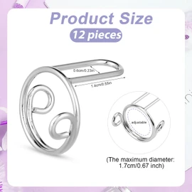 12pcs Wudu Nail Rings, Adjustable Metal Nail Rings for Women Reusable Detachable Fingernail Rings No Glue Nails Jewelry Fingertip Gift Decorations for Wearing Manicure Nails