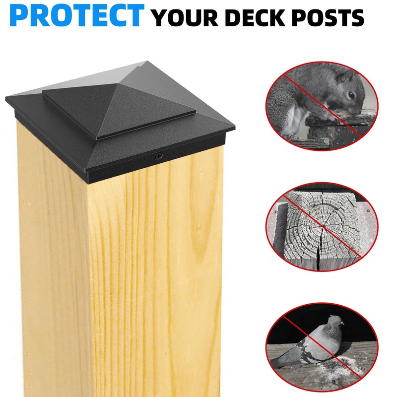 Toscoco 4 x 4 Ultra Durable Aluminum Pyramid Post Caps