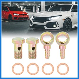 VekAuto 2 Sets 16mm Banjo Hose Barb Bolt Fitting Banjo Bolt Washer Bronze Tone Metal for Motorcycle Car Auto Accessories