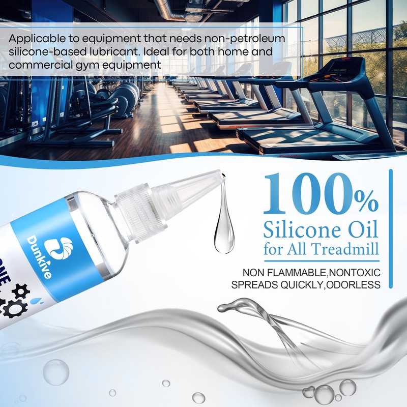 Dunkive 120ml/4oz Treadmill Lubricant with 24inch Foldable Applicator, Pure Silicone