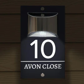 Custom Signs Solar Illuminated Modern Anthracite House Number Sign 24cm x 14.5cm Horizontal Line Middle Design