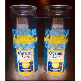 Corona Extra Day of the Dead Set of 2 - 7.25” Tall Candle Jars w/TeaLights  RARE