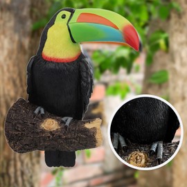 Syfunlv Garden Statue Toucan Decoration Garden Decoration Resin Bird 29 x 18.5 x 11 cm Weatherproof Arts Craft Animal Statues Hanging Garden Decoration Patio Decoration Outdoor (Color)