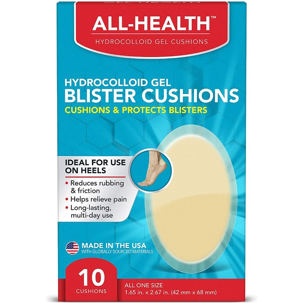 All Health Extreme Hydrocolloid Gel Blister Cushion Bandages, Heel, 1.65 in x 2.67 in, 10 ct | Long Lasting Protection Against Rubbing and Friction for Blisters