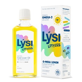 Lysi Aceite de pescado junior sabor a limón, aceite de pescado puro y natural para niños, 1200 mg de omega-3 por porción, aceite de pescado líquido is