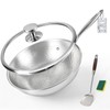 Pure Titanium Wok,12.6" Flat Bottom Wok Pan with Lid