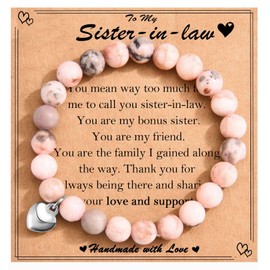 TEVOP Sister in Law Gifts, Pink Zebra Crystals Jewellery Bracelet Present for Women on Christmas Birthday Mother’s day