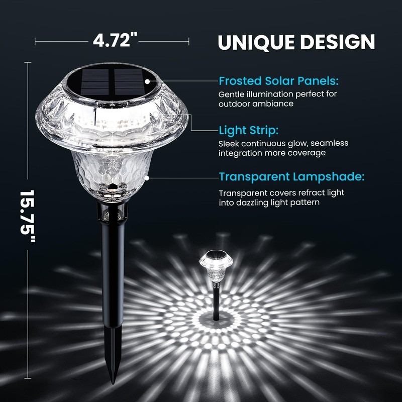 PATIOPIA Solar Pathway Lights Garden Decor for Yard, Solar Garden