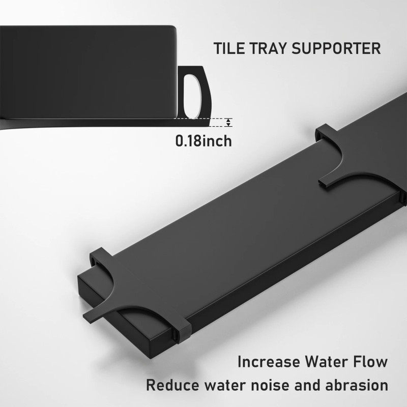Premium 24" Black Stainless Steel Linear Shower Drain CUPC Certified