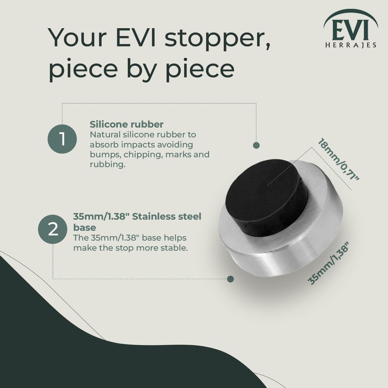 EVI | Wall Mounted Doorstop | 0.7'' x 1.37'' |