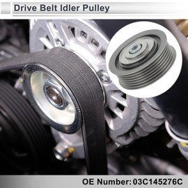 TUCKBOLD Drive Belt Idler Pulley for Volkswagen Golf 2008-2013 Serpentine Tensioner Pulley Idler with Bolt Washer No.03C145276C Steel Black 1 Pcs