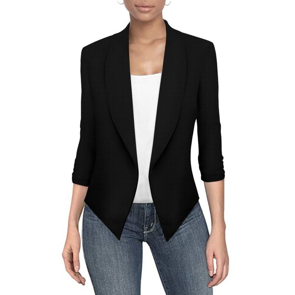 Hybrid & Company Womens Casual Work Office Open Front Blazer