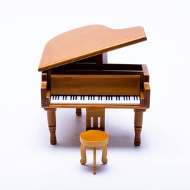 Ruimou Wooden piano music box,mini music grand piano with Jewelry Compartment, for home furnishings, holiday gifts.