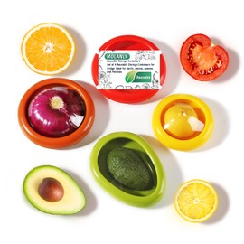 Set of 4 Saver and Tomato Holder - Reusable Storage Containers for Fridge - Fridge Organizer Ideal for Garlic, Onions, Lemons, and Potatoes