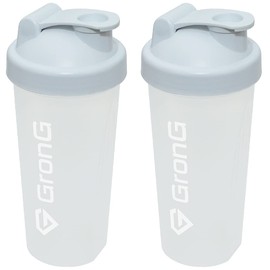 GronG Protein Shaker, White, 20.3 fl oz (600 ml), Set of 2