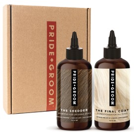 Pride and Groom The Shedder Box Set – Deshedding Dog Shampoo & Conditioner with All Natural Blend of Essential Oils & Ingredients to Moisturize & Untangle Curly and Wavy Coats – 32oz