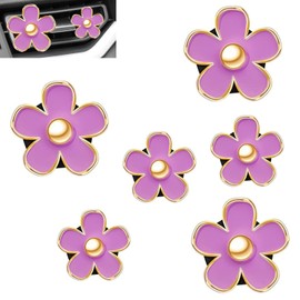 OBTANIM 6 PCS Car Air Vent Clips Purple Daisy Flower Car Air Freshener Clip Air Conditioning Outlet Clip for Car Interior Decoration Accessories (2 Size)