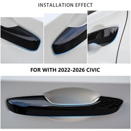 Arcoche Door Handle Cover for Honda 11th Civic Exterior Handle Protection Compatibility with 2022-2025 Civic, 2023-2025 Accord/CR-V/HR-V(Glossy Black)