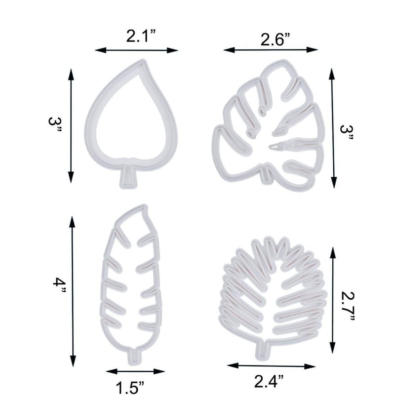 Tropical Leaf Cookie Cutter,Hawaiian Palm Leaves Fondant Cutters Set for