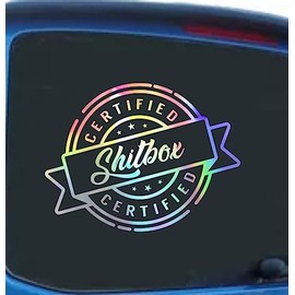 1x Certified Sh**Box Oil Slick Chrome Holographic Car/Van Sticker Decal Bumper JDM Sticker os27