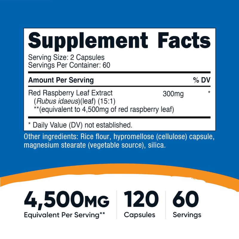 Nutricost Red Raspberry Leaf Extract (4500mg Equivalent) 120 Capsules -