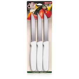 Alfi All-Purpose Knives Aerospace Precision Pointed Tip - Home And Kitchen Supplies - Serrated Steak Knives Set | Made in USA (Classic White)