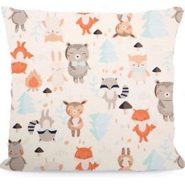 Children's Cushion Cover Decorative Patterned 40 x 40 cm, 1 Pack Baby Toddler Cushion Covers for Prams, Organic Cotton Pillowcase with Zip