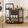 COSTWAY Wine Bar Cabinet, 3-Tier Liquor Cabinet with Power Outlets,