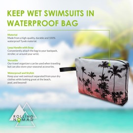 Rolling Nomad Tyvek Zippered Pouch, Wet Swimsuit Bags, Wet & Dry Reversable Pouch, Travel, Toiletry, Pool, Beach Essentials, Waterproof, Summer Must Haves, 11.5x8.5x2 Inch, (Medium)
