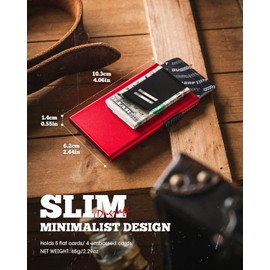 DUGRAFT Card Holder Wallets for Men UK with Money Clip, Slim Metal Minimalist RFID Wallet, Small Faraday Credit Card Wallet RFID Blocking Pop Up Shield Wallet, Gifts for Men, Fathers, Boyfriends