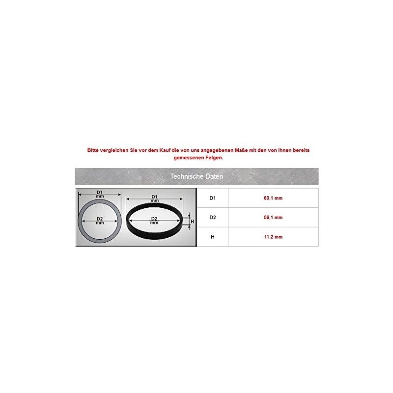 4x Centring Rings Diameter: Outer 60.1 mm + Inner 56.1