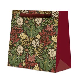 Penny Kennedy Morris & Co Christmas Compton Festive Foliage Design Gift Bag with Gift Tag - Medium - Eco Friendly Widely Recyclable - Gift Bag for Christmas, Gift Wrap, Xmas, Festive Gift Bag