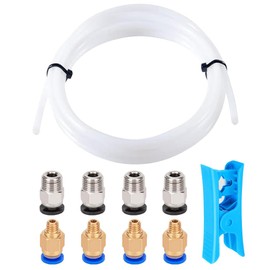 Aiqeer 4 Metre 3D Printer PTFE Teflon Tube with Cutter, 4 Pieces PC4-M6 Pneumatic Connector and 4 Pieces PC4-M10 Pneumatic Connector