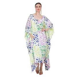 Miss Lavish London Kaftan Dresses - Long Caftan for Women with Pockets - Day Out Sun Evening Holiday Dress Loungewear & Beach Ready Cover-Ups - Geometric, Large
