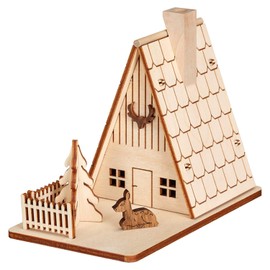 Seiffener Volkskunst | Räucherhaus Forsthaus Räucherfigur | 15 teiliges Bastelset aus Holz | zum Selbstbasteln 14x8x11 cm | Original Erzgebirge | 20001 | Forsthaus