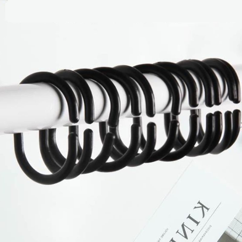 12 Pcs Plastic Shower Curtain Ring,Bathroom Shower Window Rod,C-Shaped Shower