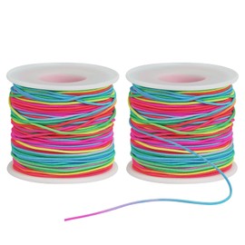 Ohtomber Bracelet String Elastic Cord - 2 Rolls 1MM Rainbow Stretchy String for Bracelet Making, Thread for Clay Beads, Jewelry, Necklaces, Sewing and Crafts