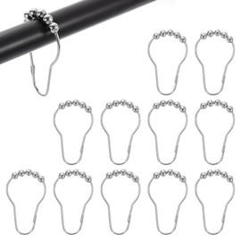 sourcing map 12Pcs Shower Curtain Hooks, Metal Roller Balls Glide Shower Rings, Curtain Rolling Shower Lock Hooks for Rust Proof Smooth Gliding, Matte Nickel