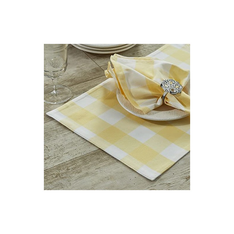 Park Designs Buffalo Check Backed Yellow Table Runner 13" x