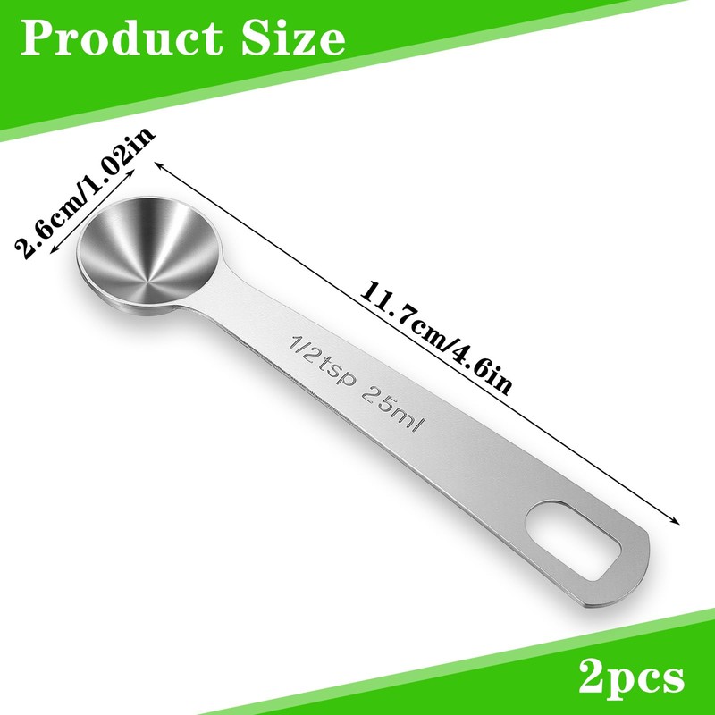 2 Pcs 1/2 tsp Measuring Spoon (2.5 cc, 2.5 ml)