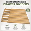 Dzueo 6 Pack Wood Drawer Dividers - Expandable Wooden Drawer